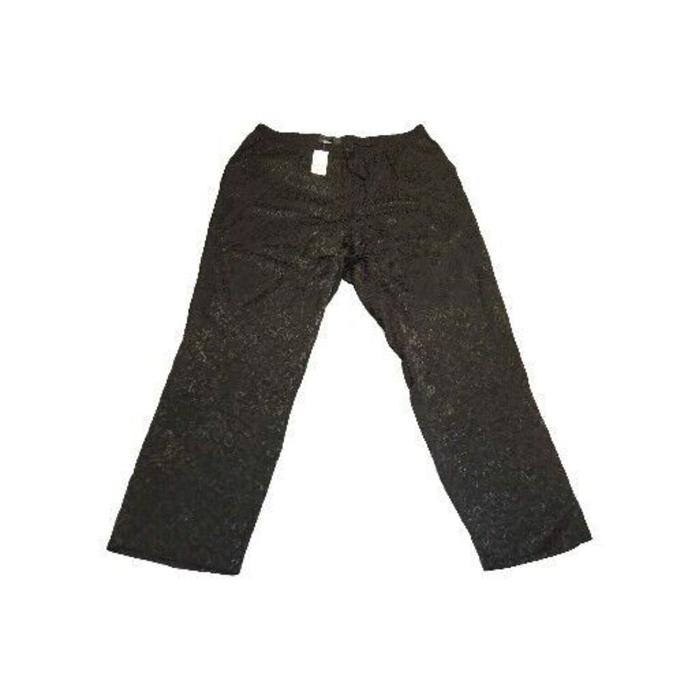 Lane Bryant Pants Women 14/16 BLACK Drawstring Pull On Animal Print High Rise